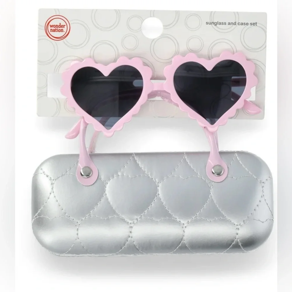 🔴 3/$12 Wonder‎ Nation Pink Heart Sunglasses with Silver Case!